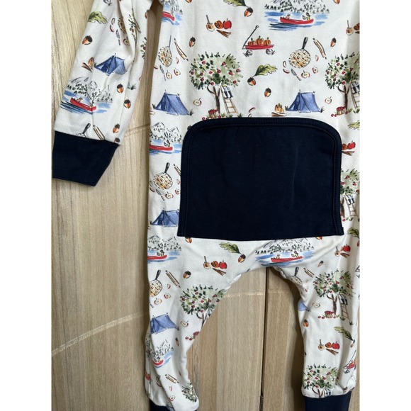 Smockingbird Kids Fall Camping Apple Picking Zipper Sleeper Pajamas 18M Navy - Picture 7 of 8